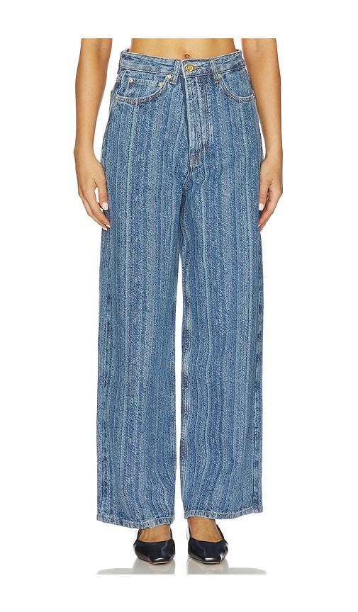 ganni structured denim double fly baggy jean in blue. - size 25 (also in 28, 29)