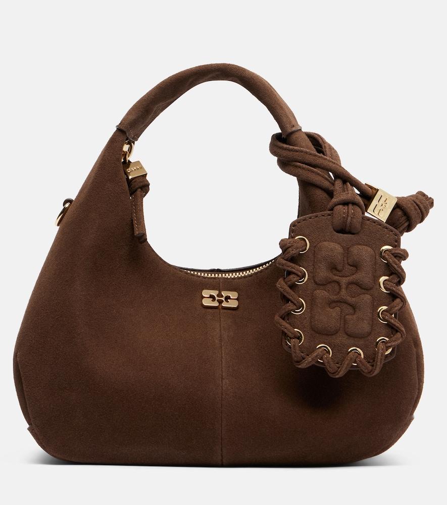 ganni suede top-handle bag