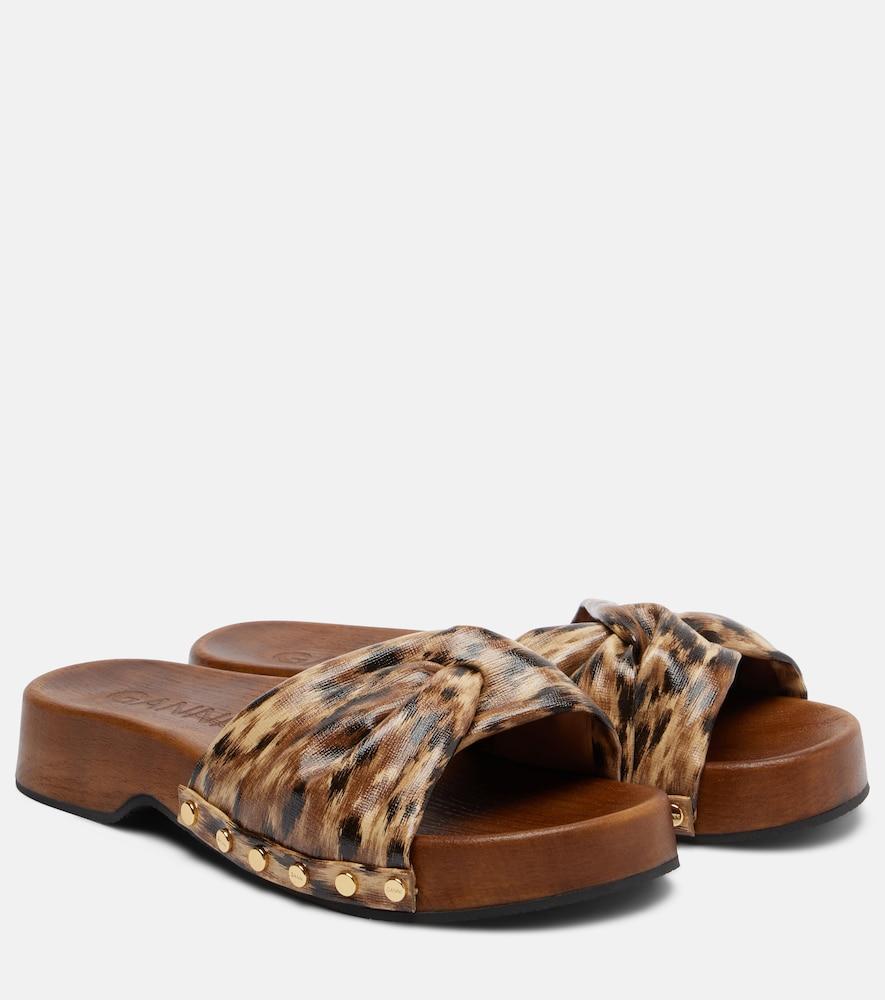 ganni tia leopard-print clogs