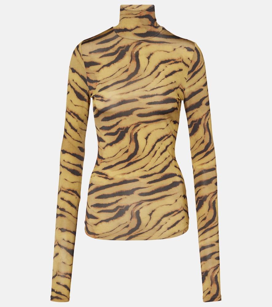 ganni tiger-print jersey top