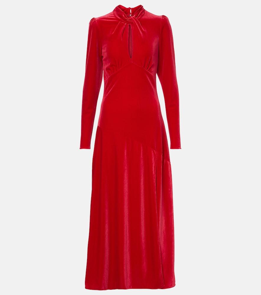 ganni velvet jersey midi dress