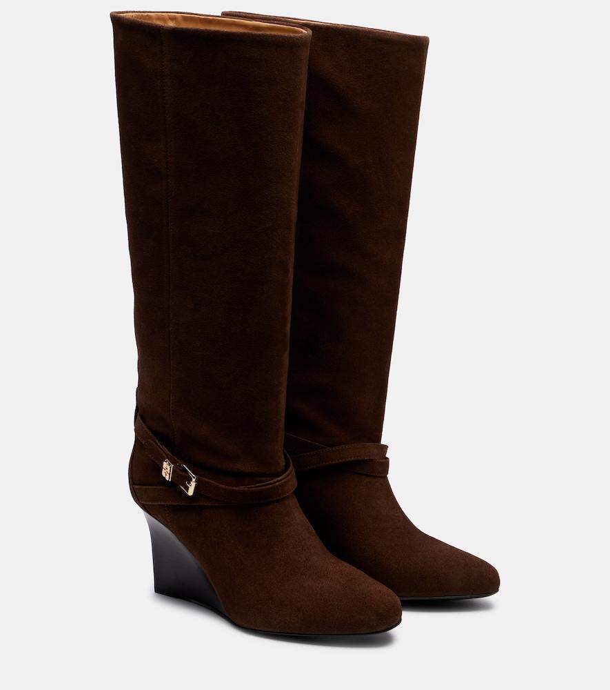 ganni wedge knee-high boots