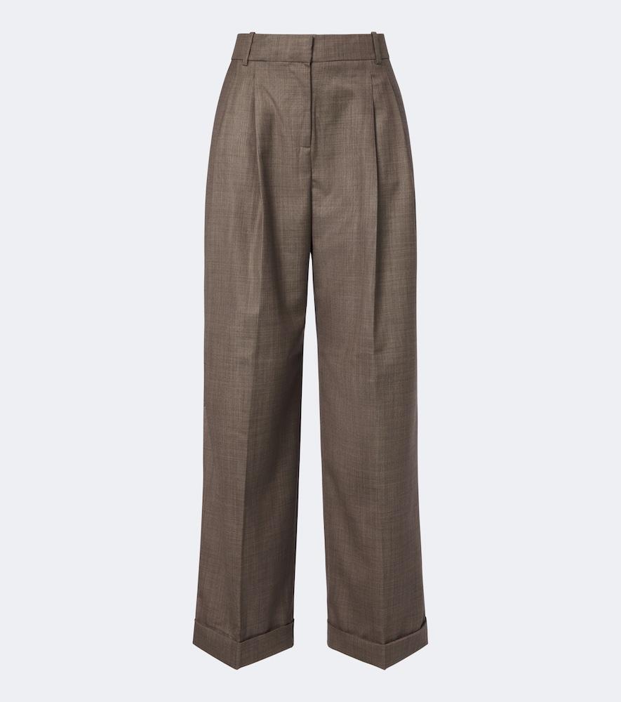 ganni wool-blend wide-leg pants