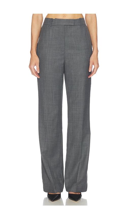 ganni wool melange suiting straight pant in grey. - size 34 (also in 36, 38, 40)