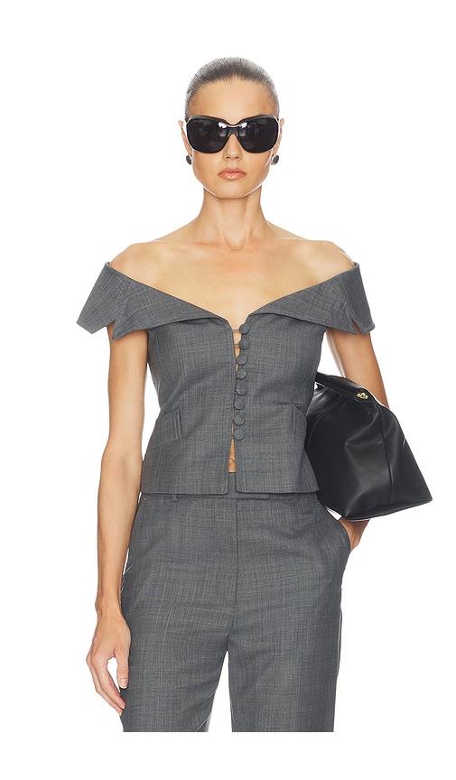 ganni wool melange suiting vest in grey. - size 34 (also in 36, 38)