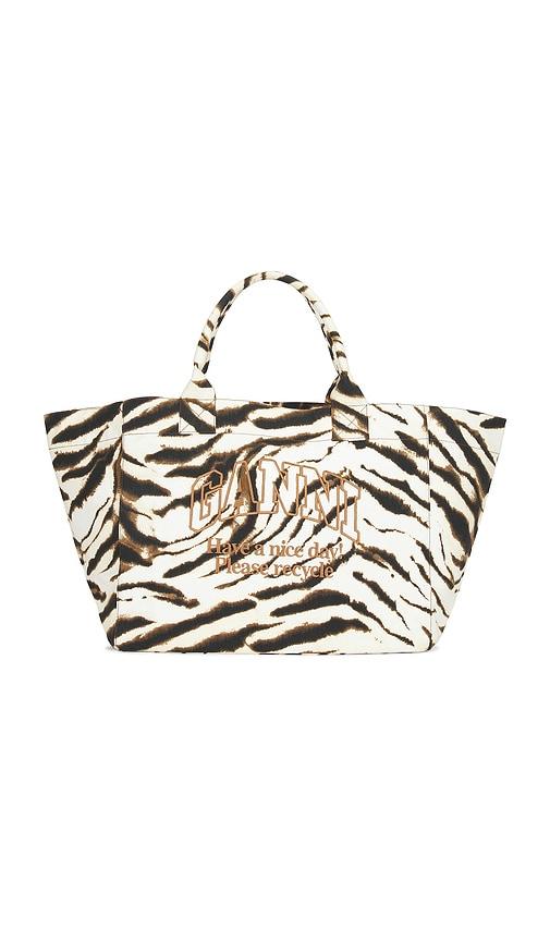 ganni xxl shopper zebra bag in multi.