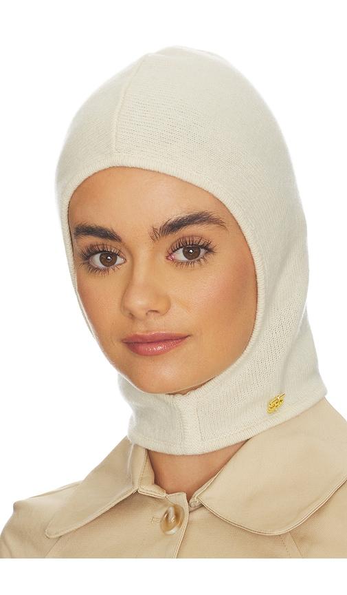 ganni yak mix balaclava in cream.
