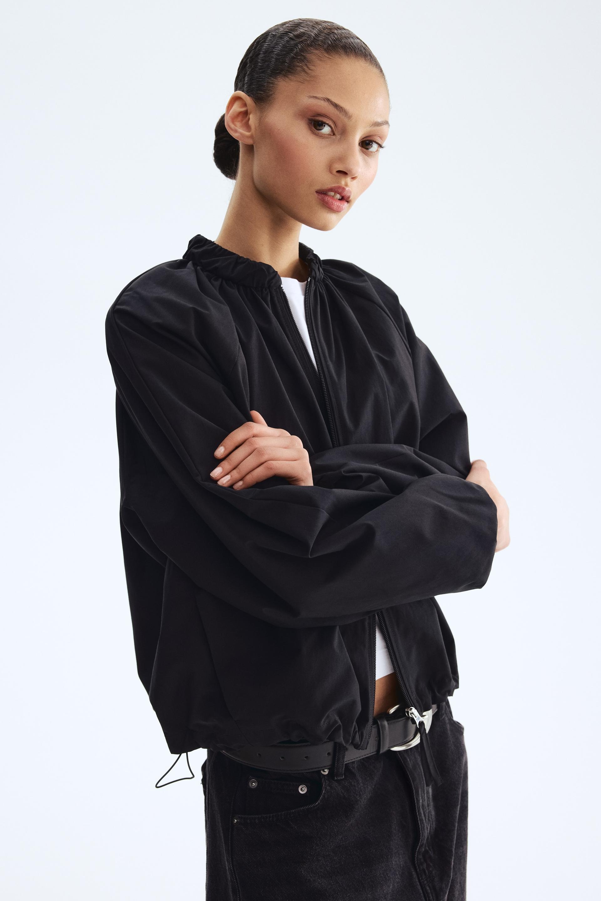 gathered bomber jacket
