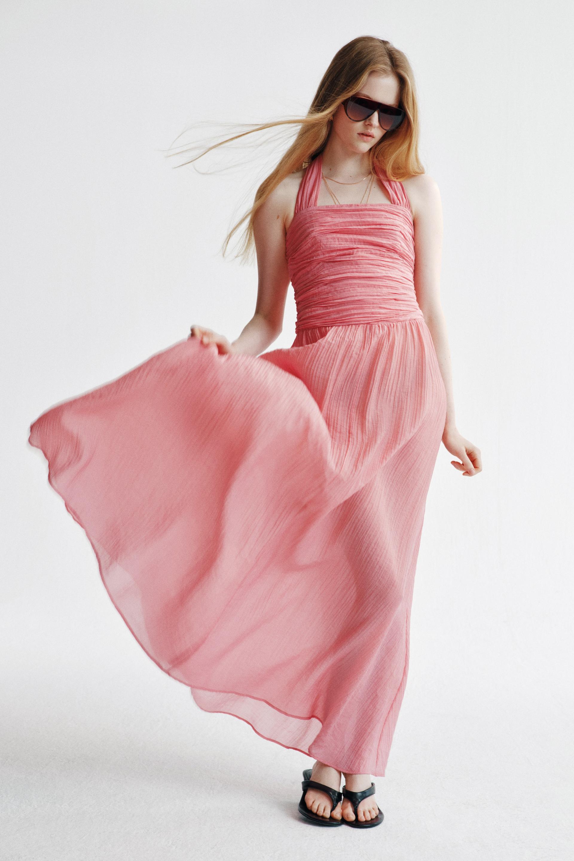 gathered halterneck dress