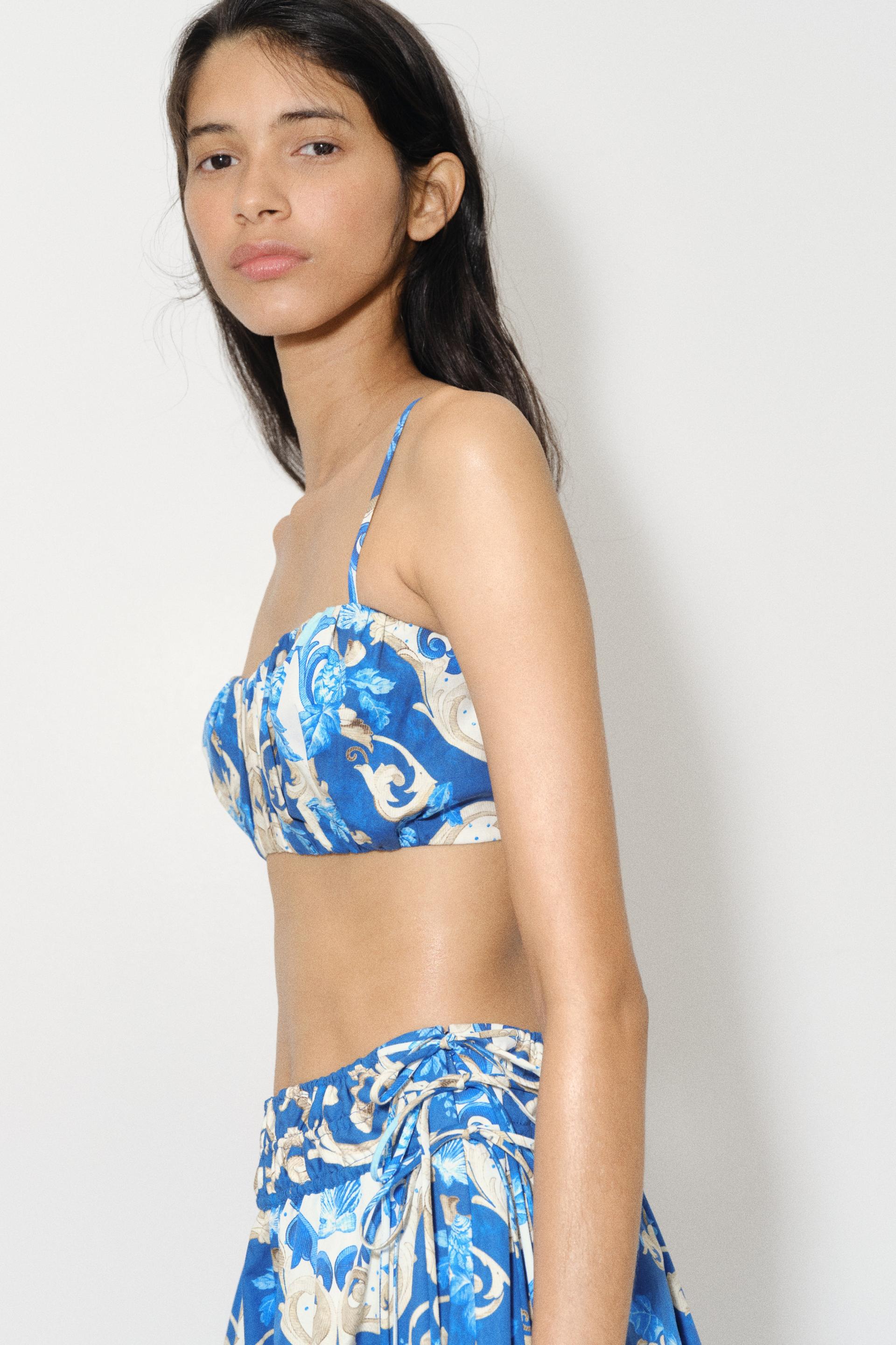 gathered poplin crop top