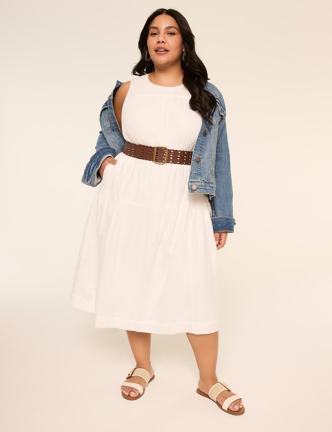 gauze tiered midi dress