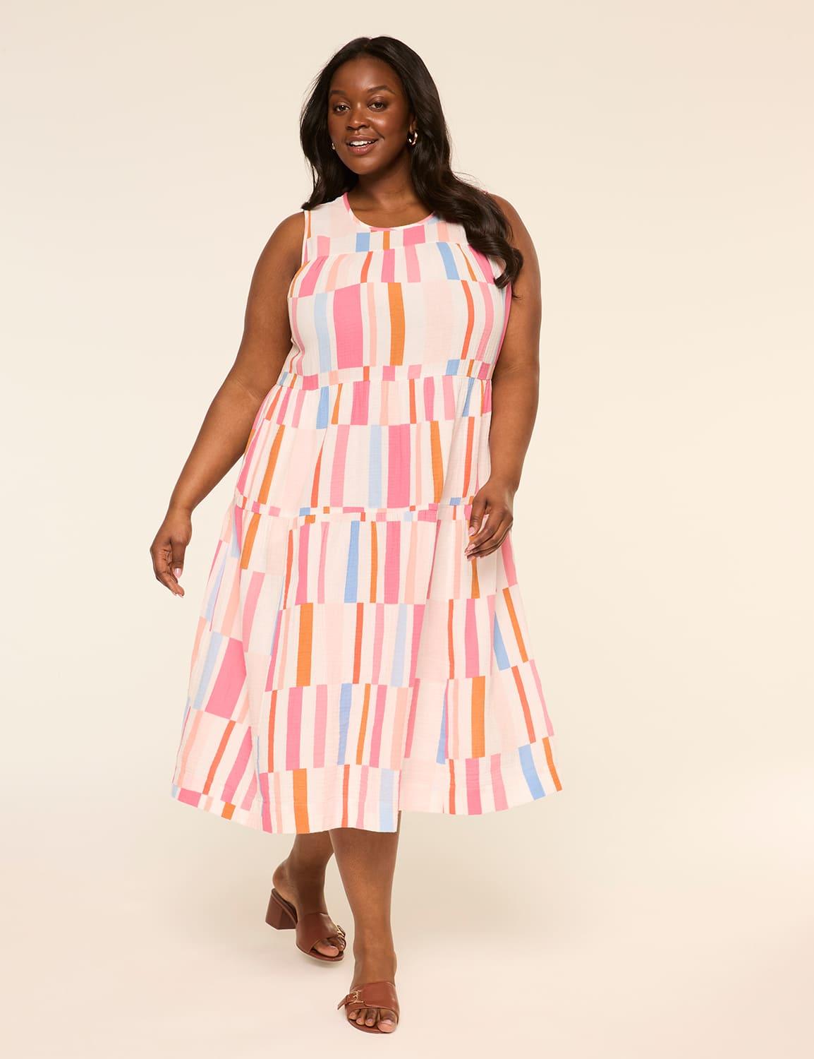 gauze tiered midi dress