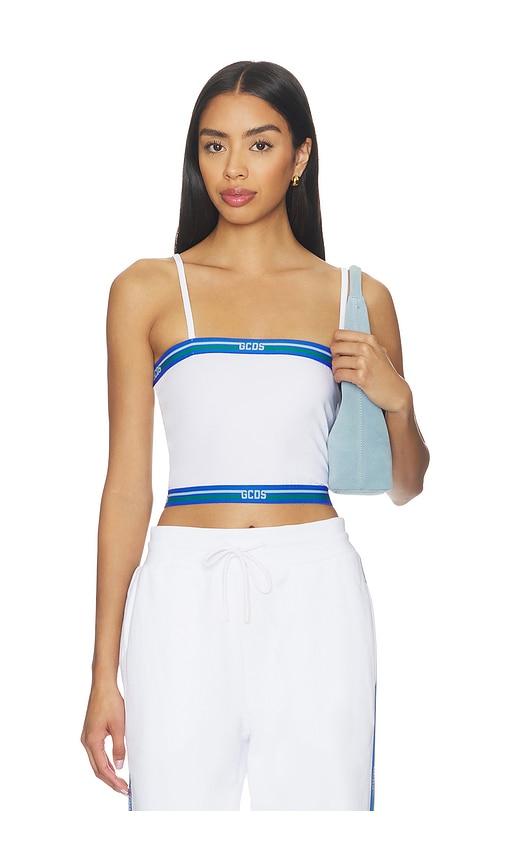 gcds logo tape mini top in white. - size l (also in xxs, xs, s, m)