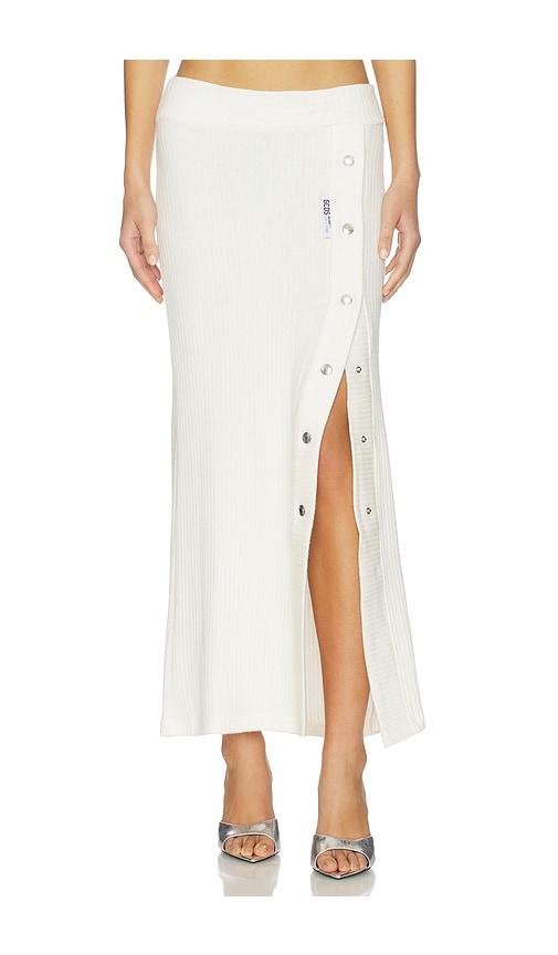 gcds ribbed snap long skirt in white. - size s (also in xs)
