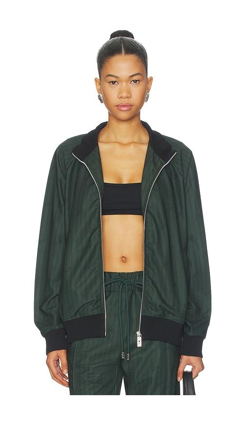 gcds triacetate pinstripe track jacket in dark green. - size m (also in xs, s)
