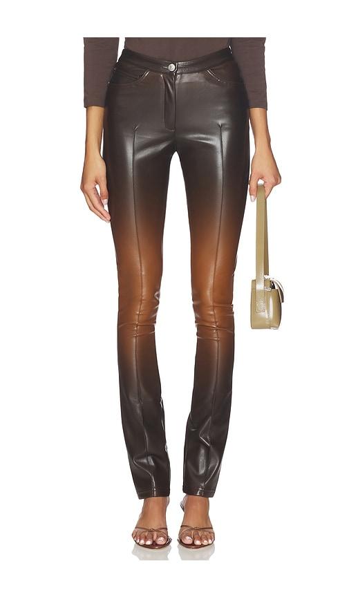 gcds zippers faded faux leather skinny pant in brown. - size 38 (also in 40)