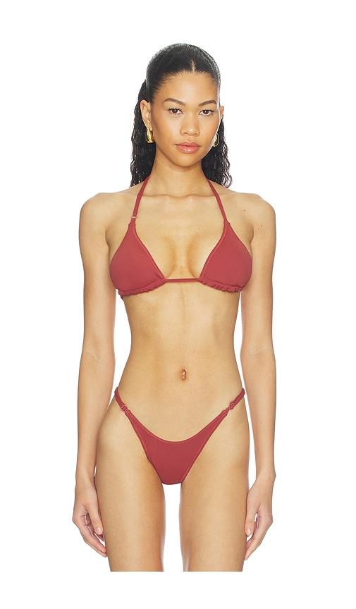 geel triangle bikini top in brown. - size l (also in xs, s, m)