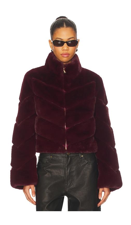 generation love brianna faux fur jacket in burgundy. - size l (also in s, xxs)