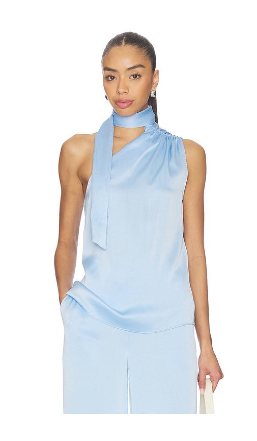 generation love caliope hammered scarf blouse in blue. - size m (also in s, xl, xs)