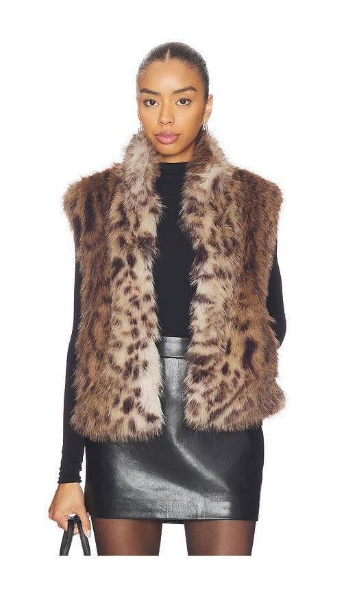 generation love liona leopard faux fur vest in brown. - size l (also in xl)