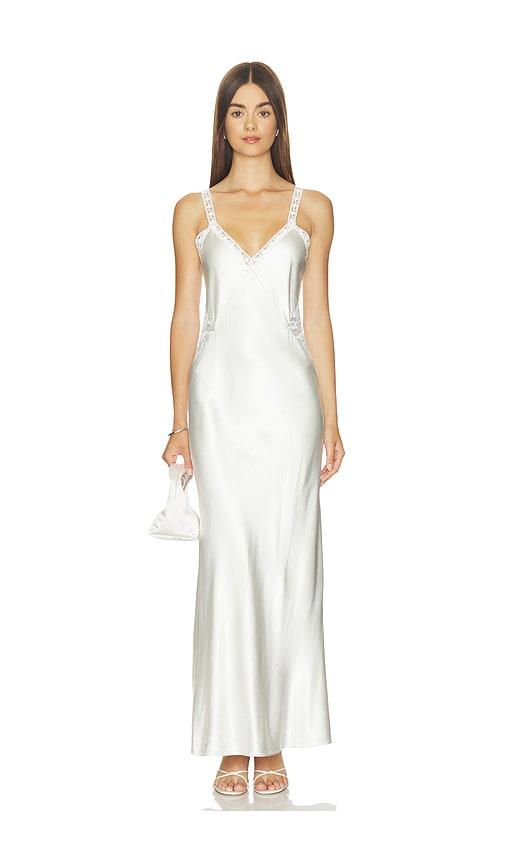 generation love milena lace combo liquid satin maxi dress in white. - size l (also in s, m, xl)