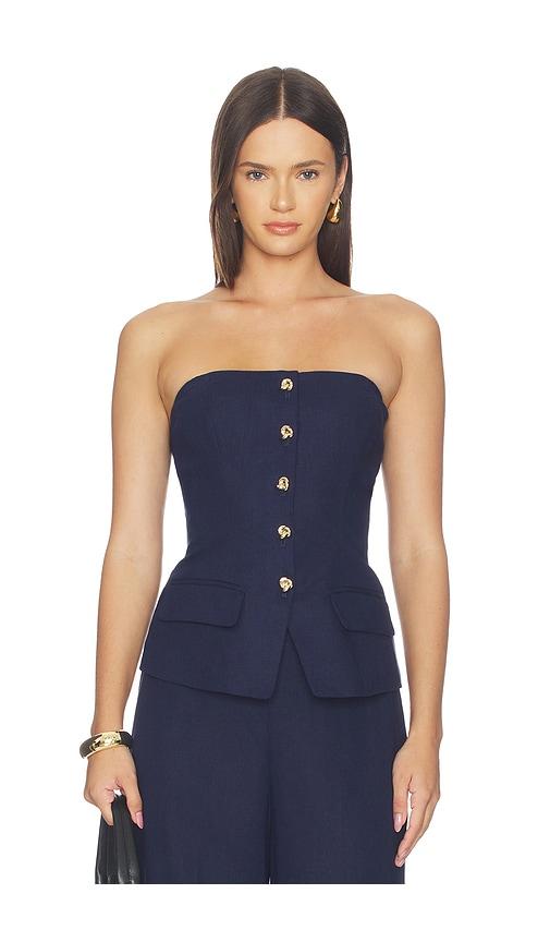 generation love quinn linen bustier in navy. - size l (also in m, s, xl, xs)