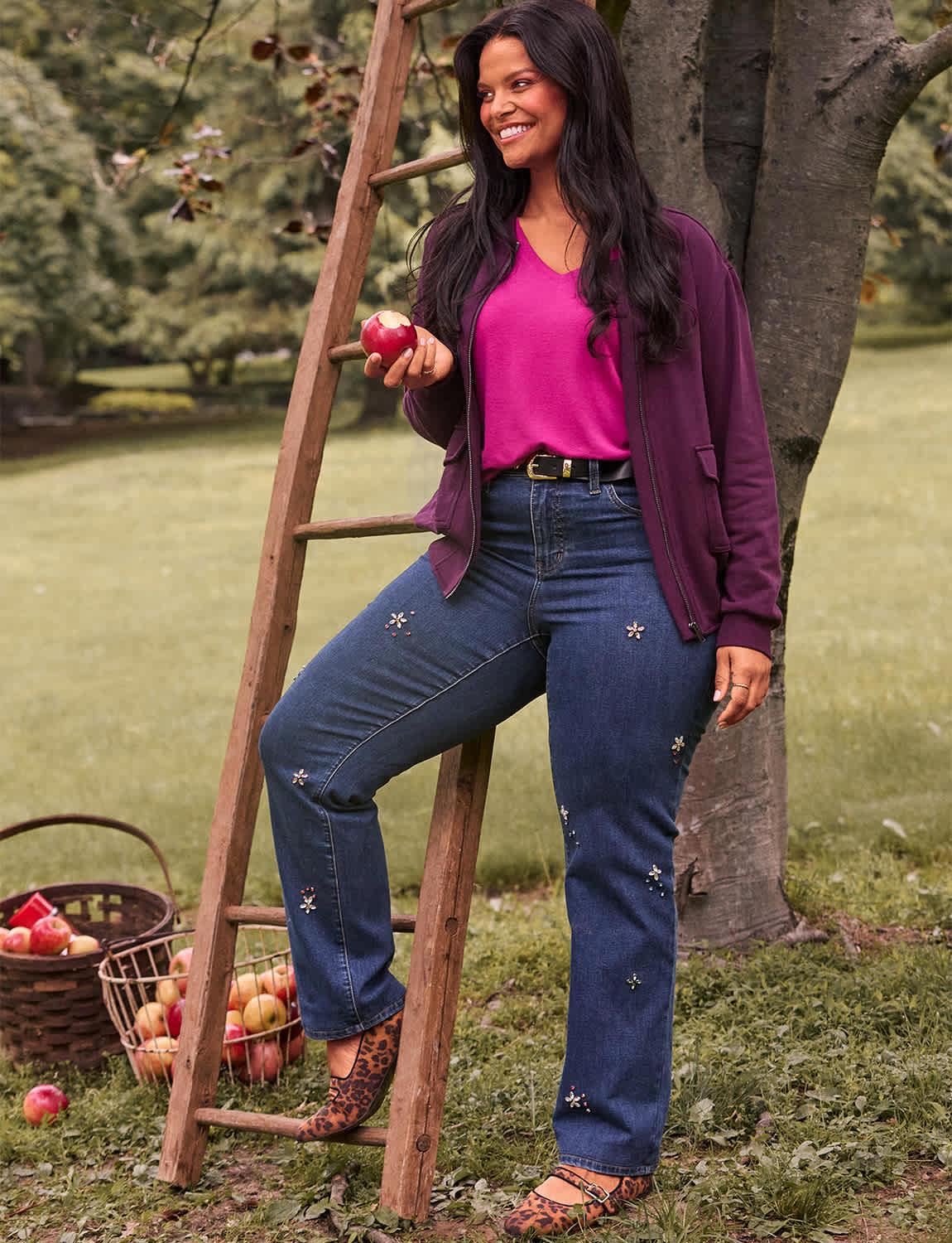 genius embellished straight leg jean