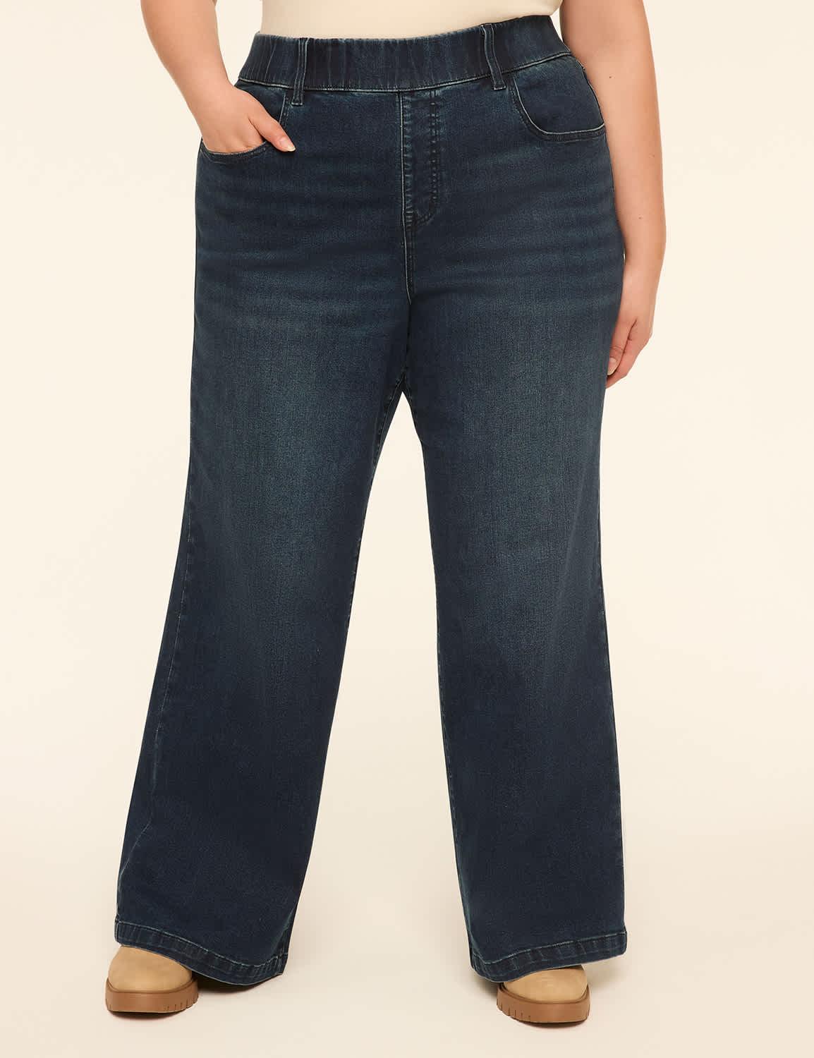 genius pull-on high-rise wide leg jean