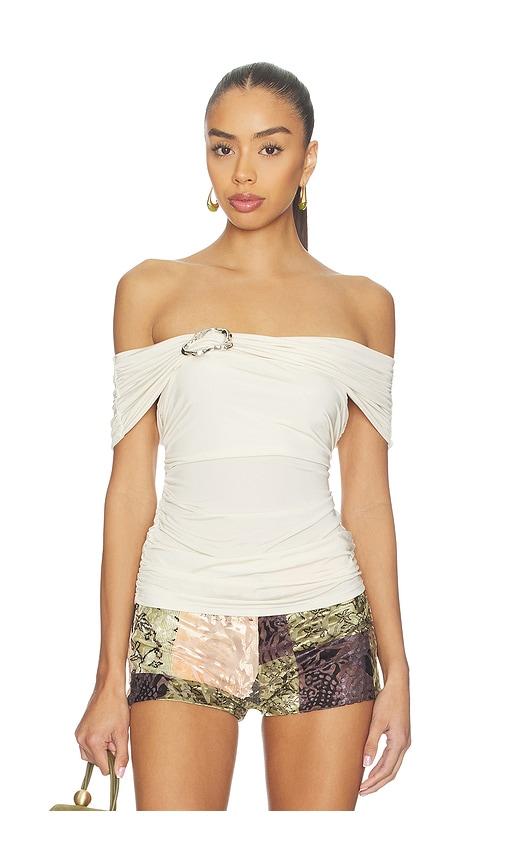gestuz laily off shoulder top in cream. - size l (also in s, xxs, xs, m)