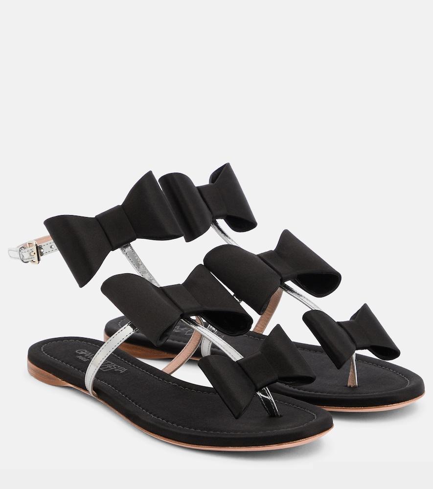 giambattista valli pop bow satin and leather sandals