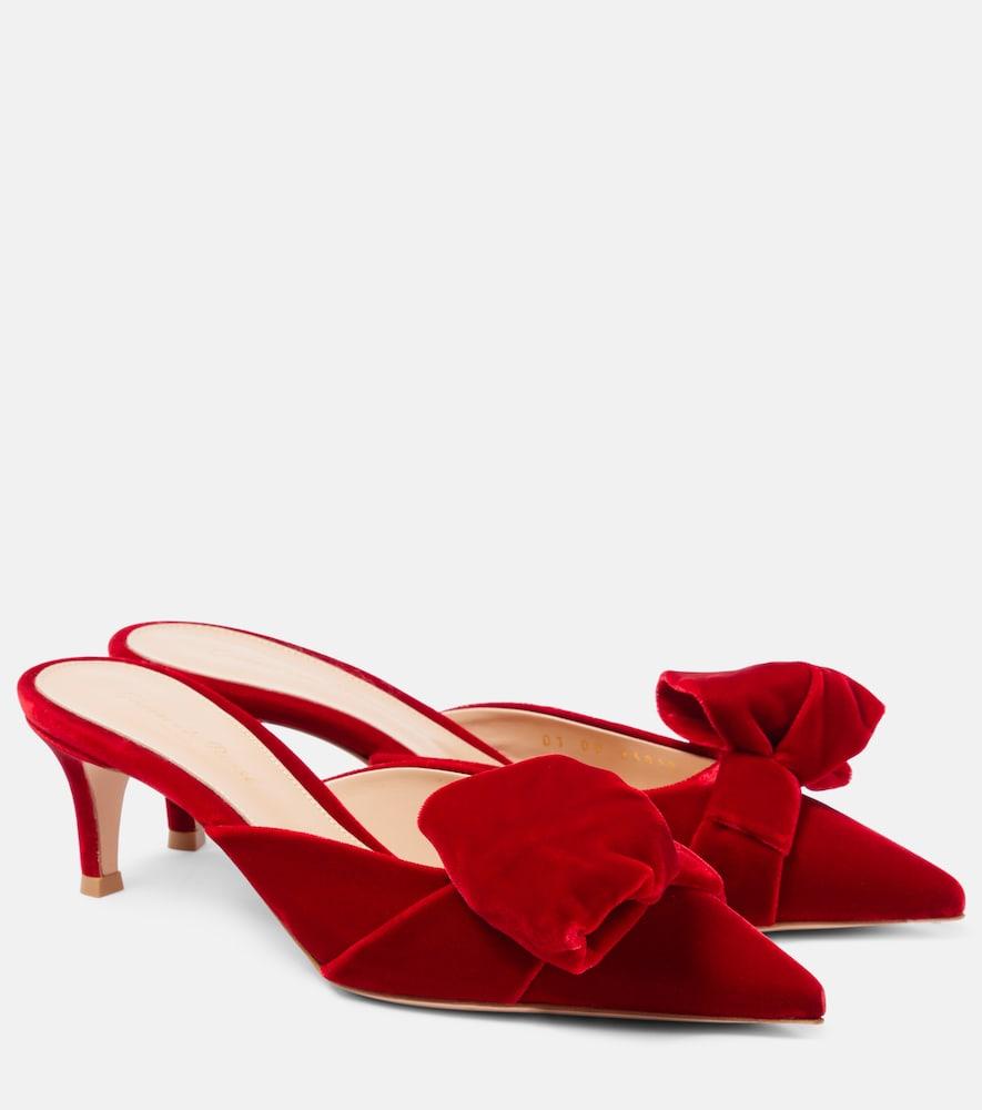 gianvito rossi 55 bow-detail velvet mules