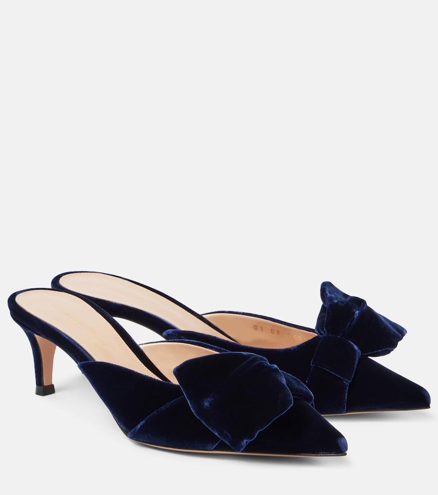 gianvito rossi 55 bow-detail velvet mules