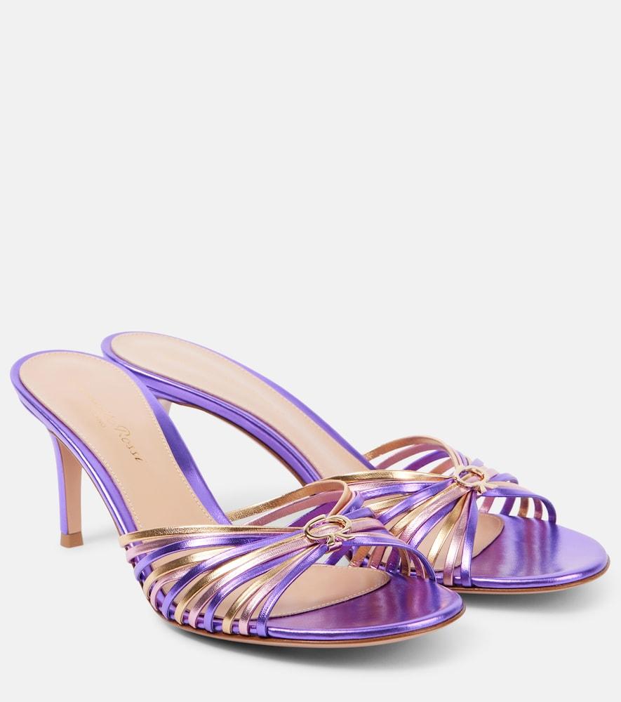 gianvito rossi 70 metallic leather mules