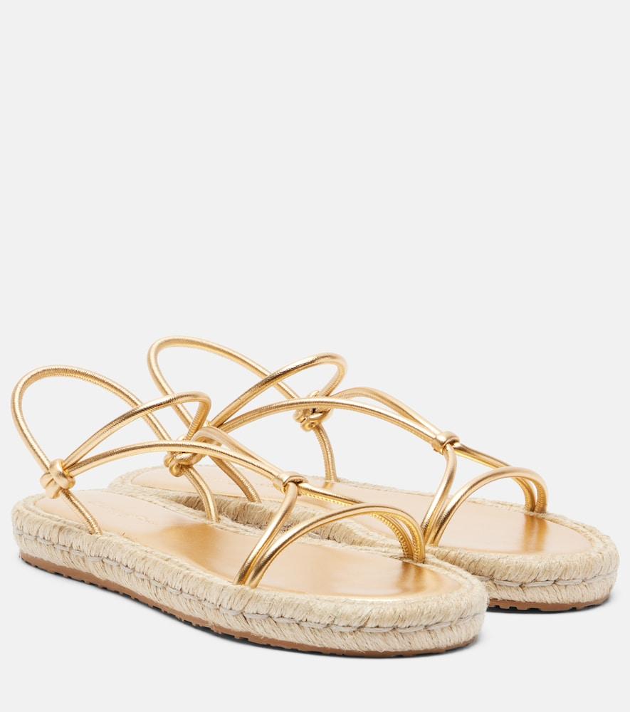 gianvito rossi bali metallic leather espadrille sandals