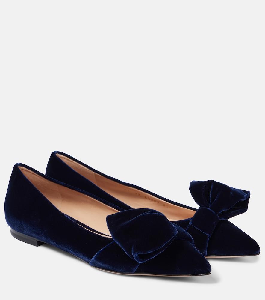 gianvito rossi bow-detail velvet ballet flats
