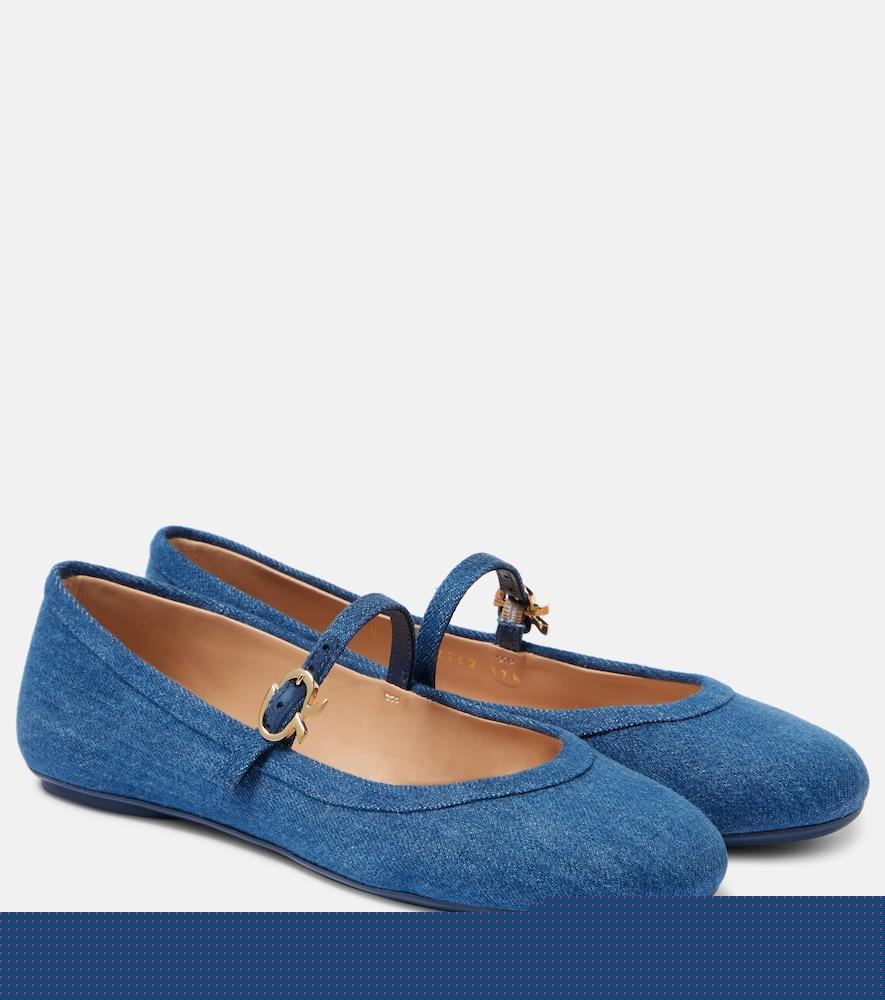 gianvito rossi carla denim mary jane flats