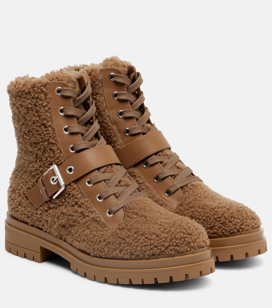 gianvito rossi chamonix shearling lace-up boots