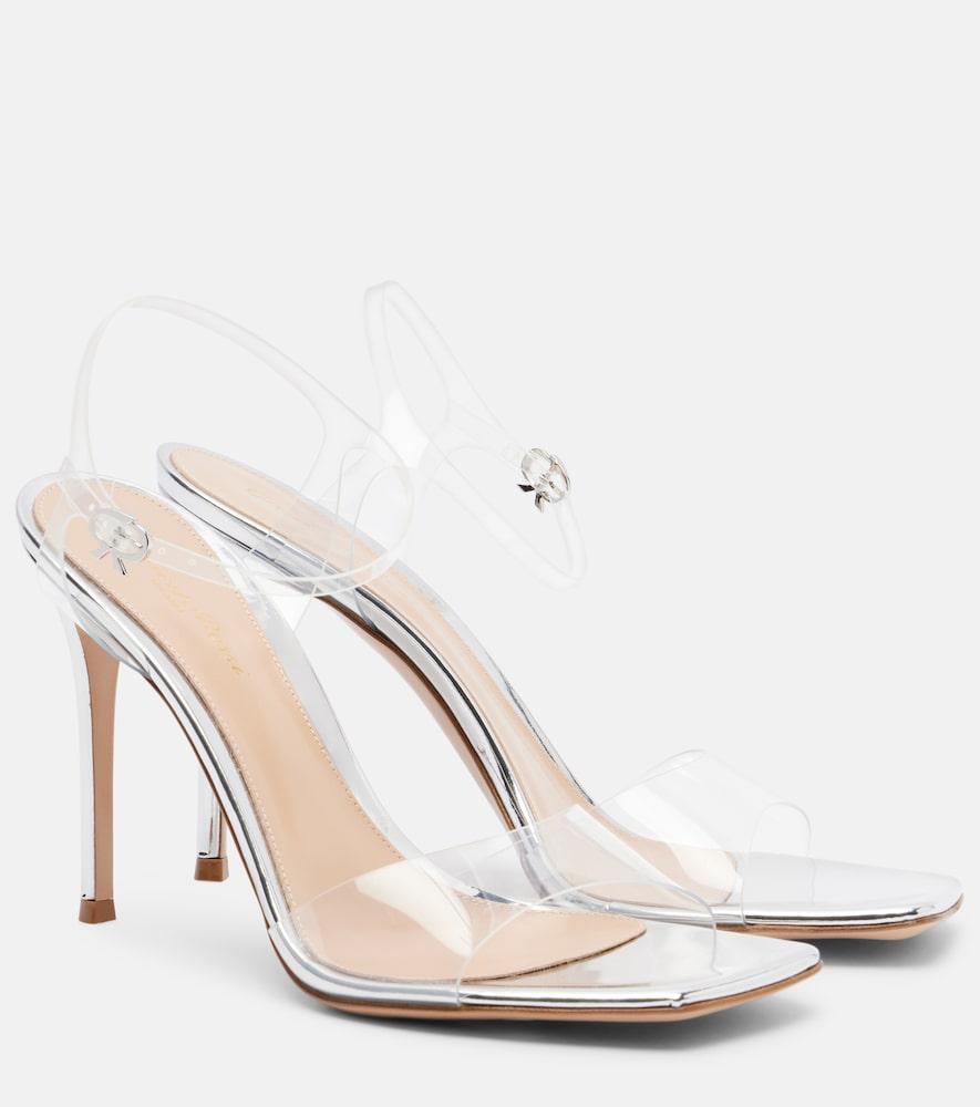 gianvito rossi cher leather-trimmed pvc slingback sandals