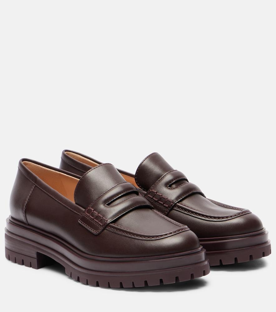 gianvito rossi davis leather penny loafers