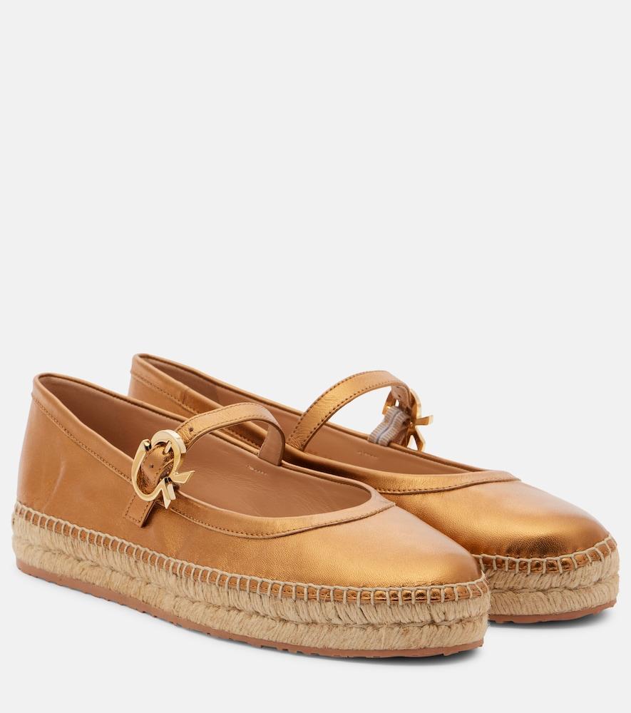 gianvito rossi elda metallic leather espadrilles