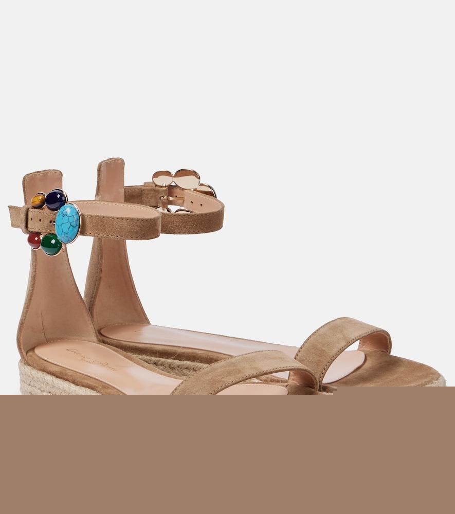 gianvito rossi embellished suede espadrille sandals