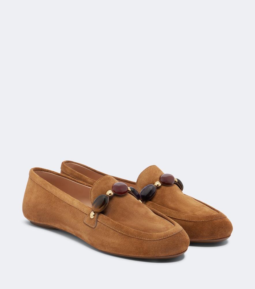 gianvito rossi embellished suede loafers