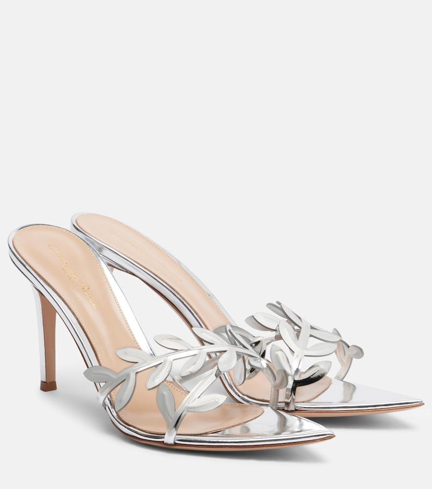 gianvito rossi flavia metallic leather mules