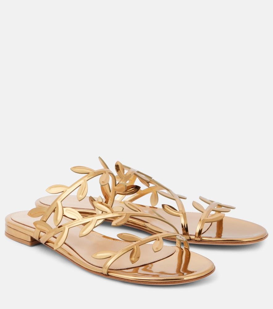 gianvito rossi flavia metallic leather slides