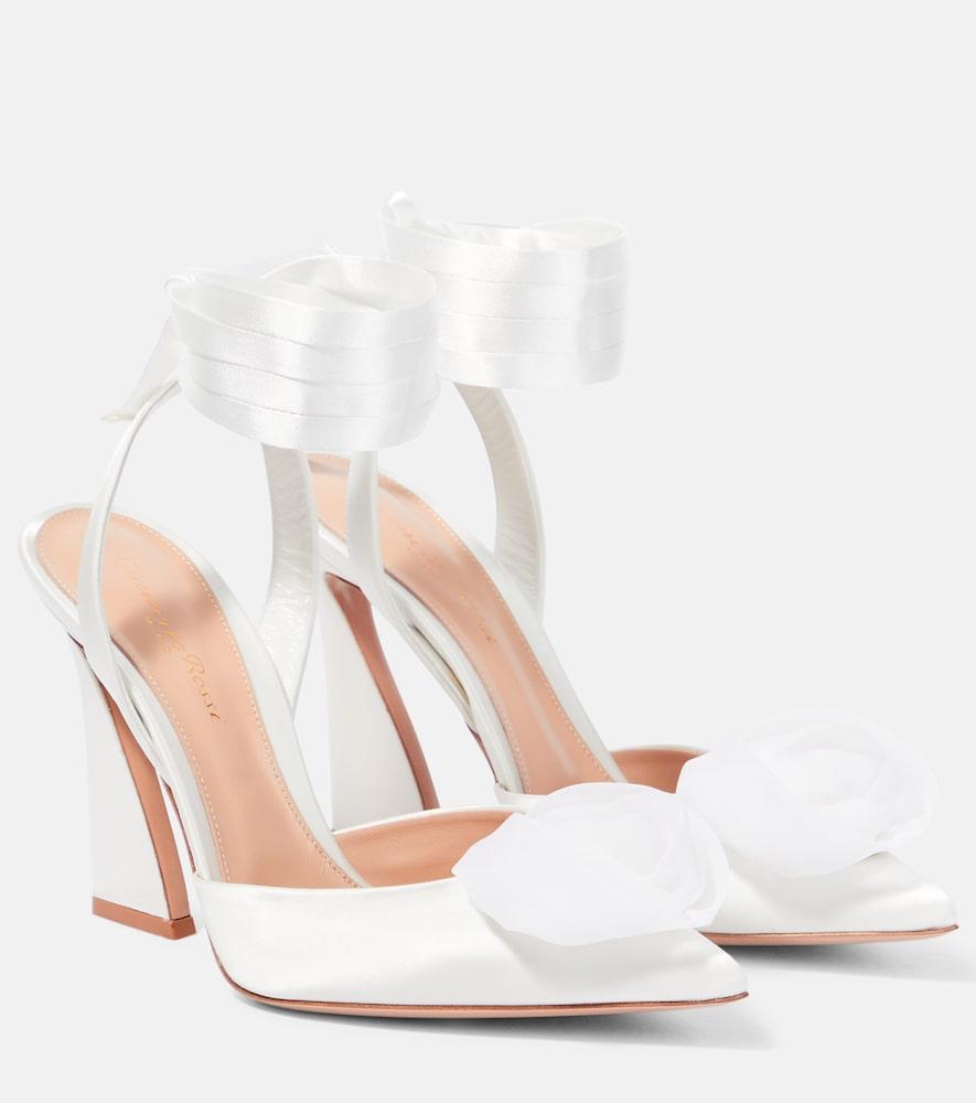 gianvito rossi flower-embellished satin pumps