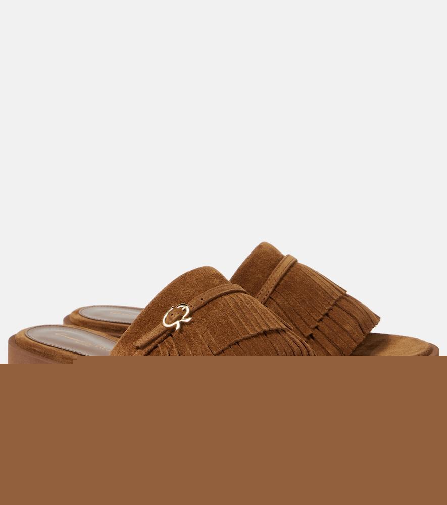 gianvito rossi fringed suede slides