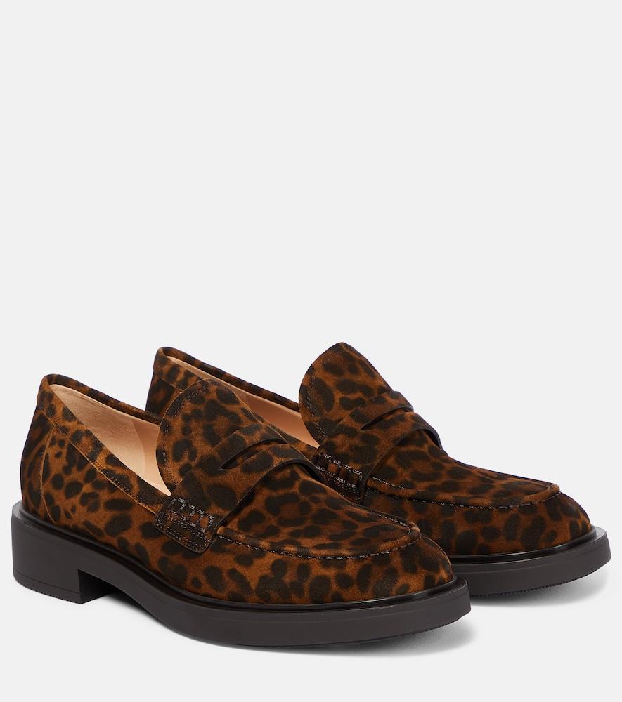 gianvito rossi harris leopard-print suede loafers