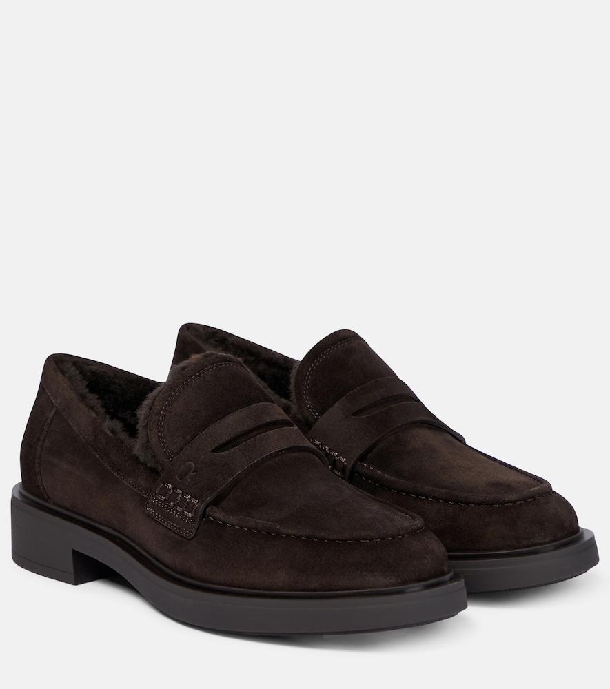 gianvito rossi harris shearling-lined suede loafers