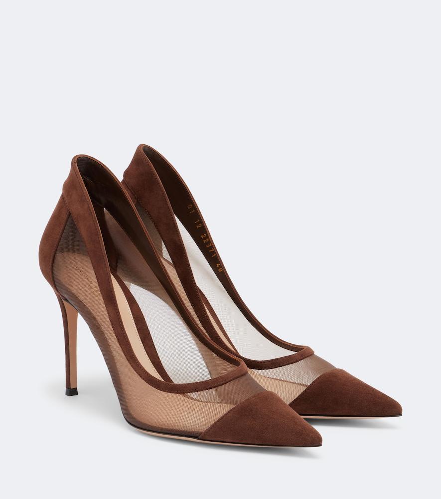 gianvito rossi leather-trimmed pumps