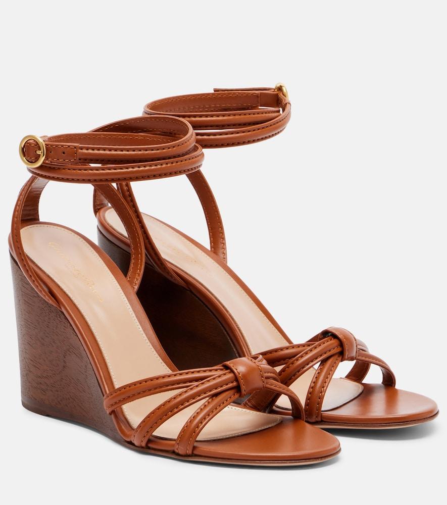 gianvito rossi leather wedge sandals